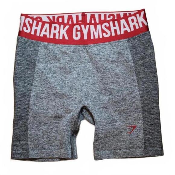 Gymshark Pants - Gymshark Compression Shorts Gray Red Logo Waistband Women’s Size S